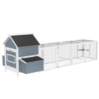 Chicken Coop 156.3" W x 57.3" D x 49.6" H Light Gray