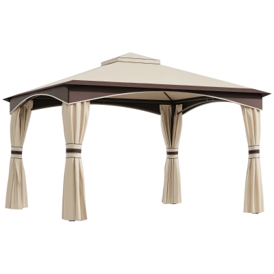Outsunny 10' x 12' Outdoor Gazebo, Patio Canopy with Netting