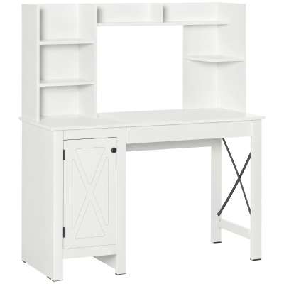 HOMCOM White Computer Desk with Hutch and Storage Cabinet