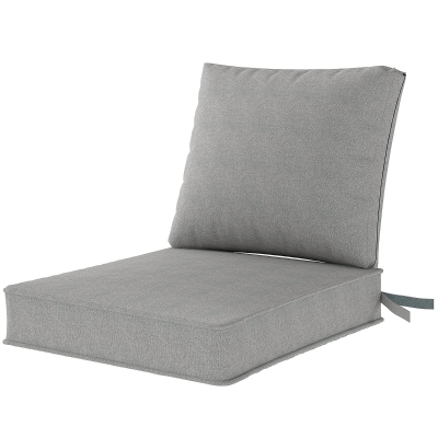 Outsunny 2-Piece Patio Chair Cushions with Ties, UPF50+ Seat Patio Cushions Set for Garden Furniture, Light Grey
