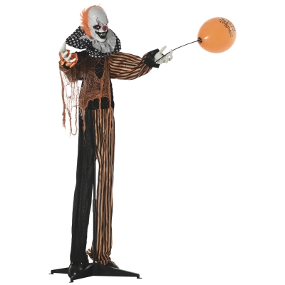 Outsunny 5ft Life Size Outdoor Halloween Decoration, Talking Circus Clown with Sound and Motion Activated, Light Up Eyes