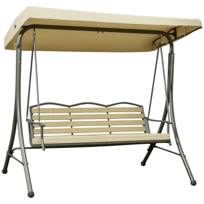 Outsunny 3-Seat Patio Swing Chair, Outdoor Glider with Canopy