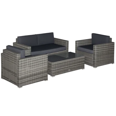 Outsunny 4-Piece Rattan Wicker Furniture Set, Outdoor
