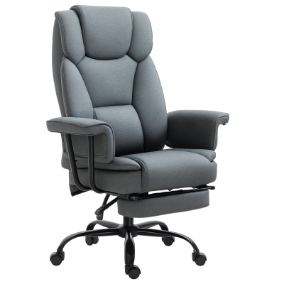 Vinsetto Swivel Reclining Office Chair with Ergonomic with Footrest, Grey