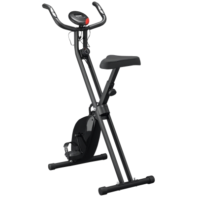 Soozier Foldable Exercise Bike Upright Fitness Bike 8-Level Resistance Cardio Workout
