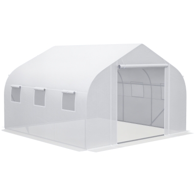 Outsunny 11.5' x 10' Walk-in Greenhouse, White with Zippered Door