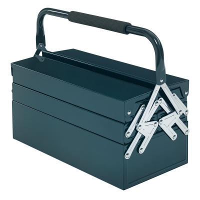 DURHAND 18" Metal Tool Box, Portable 5-Tray Cantilever Steel Tool Chest Cabinet for Garage and Warehouse, Dark Green