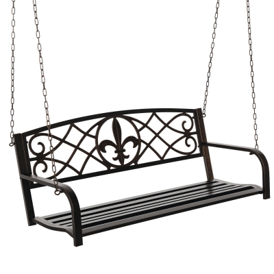 Outsunny 2-Person Steel Porch Swing, 528 LBS Capacity, Bronze