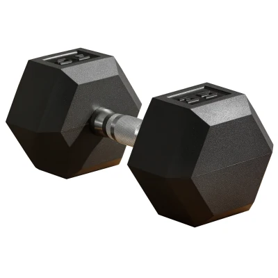 Soozier 35lbs Rubber Hex Dumbbells Weight Dumbbell Hand Weight Barbell for Body Fitness Training for Home Office Gym, Black