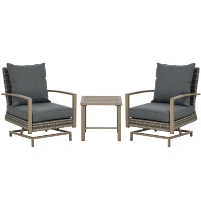 Outsunny Patio Bistro Set, Rocking Furniture, Dark Gray