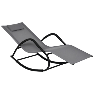 Outsunny Rocking Chair, Zero Gravity Outdoor Lounger, Gray
