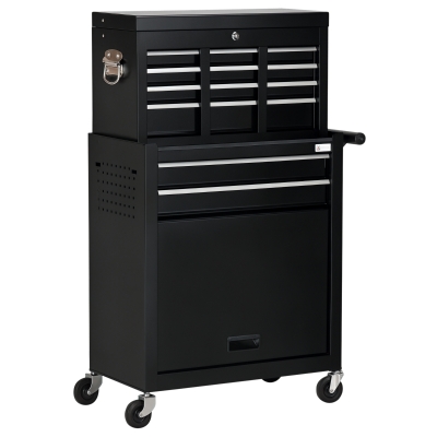 DURHAND 6-Drawer Tool Chest Set with 4 Wheels, Lockable Rolling Tool Box and Storage Cabinet for Garage Factory Workshop, Black