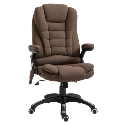 Vinsetto Reclining Massage Office Chair, Executive Office Chair with High Back, Swivel Wheels, Brown