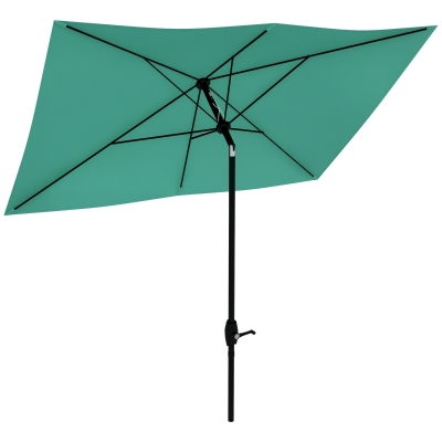 Outsunny 6.5' x 10' Patio Umbrella, Teal with Crank Tilt
