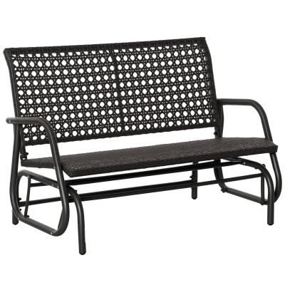 Outsunny 2-Person Wicker Glider Bench, Dark Gray Patio Swing