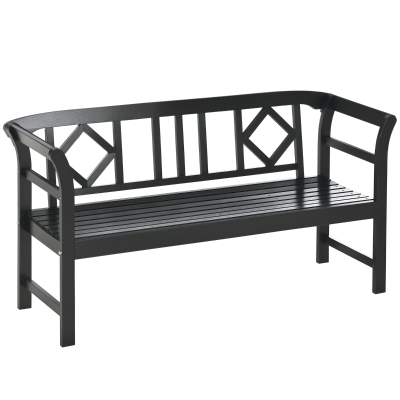 Outsunny Wooden Patio Bench, 3-Person Outdoor Bench, Black