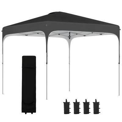 Outsunny 8' x 8' Pop Up Canopy Tent, Adjustable Outdoor Shelter, Black
