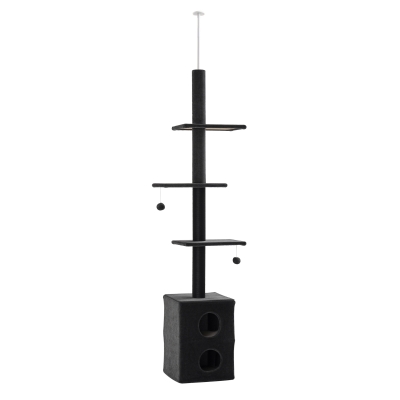 PawHut Cat Tree Condo w/ Scratching Post, 86.5"-96.5" H, Gray