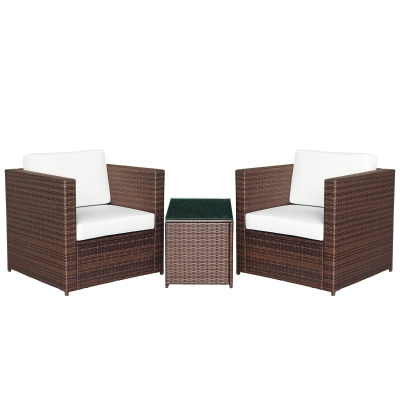 Outsunny 3-Piece Wicker Bistro Set for 2, White