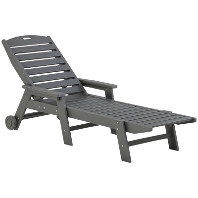 Outsunny Outdoor Chaise Lounge Chair, Adjustable Reclining, Light Gray
