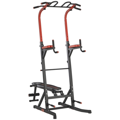 Soozier Power Tower Pull Up Bar Station for Home Gym Training Workout Equipment With Sit Up Bench