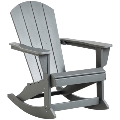 Outsunny HDPE Adirondack Rocking Chair, Light Gray