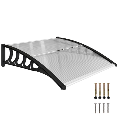 Outsunny Awning Door Canopy, 40.6" x 38" Polycarbonate Front Door Outdoor Patio Cover with Hollow Sheet for UV Protection, Clear