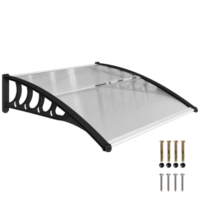 Outsunny Awning Door Canopy, 40.6" x 38" Polycarbonate Front Door Outdoor Patio Cover with Hollow Sheet for UV Protection, Clear