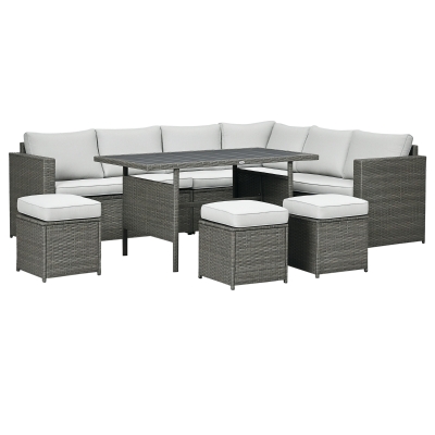 Outsunny 7-Piece Rattan Outdoor Patio Sofa Set, Mixed Gray