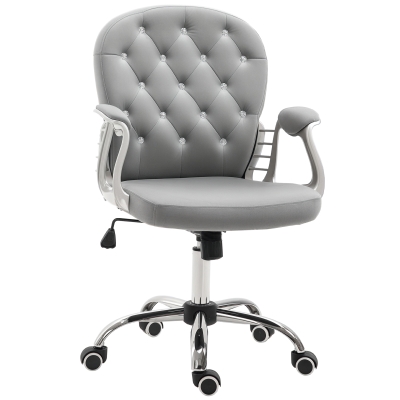 Vinsetto Ergonomic Office Chair, Comfortable Computer Desk Chair with Padded Seat and Adjustable Height, Tufted Back, Grey
