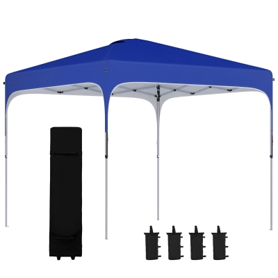 Outsunny 8' x 8' Pop Up Canopy Tent, Adjustable Outdoor Shelter, Royal Blue