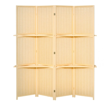 HOMCOM 4-Panel Folding Room Divider, 6ft Bamboo Privacy Screen