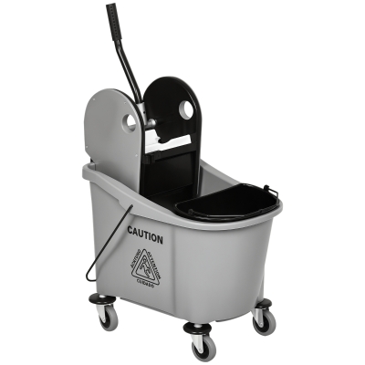 HOMCOM 9.5 Gallon Mop Bucket with Wringer & Wheels, Gray
