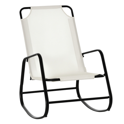 Outsunny Sling Rocking Chair, Indoor/Outdoor Patio Rocker, Cream White