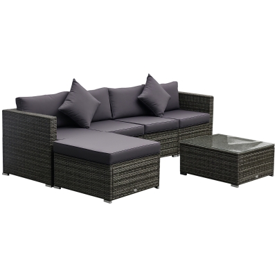 Outsunny 6-Piece Outdoor Wicker Sofa Set, Gray
