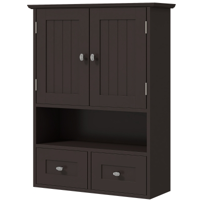 kleankin Medicine Cabinet, Bathroom Wall Cabinet with Shelf and Drawers for Hallway, Living Room, Brown