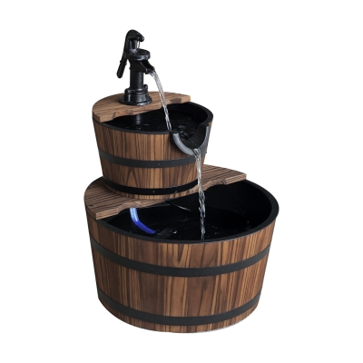Outsunny Wood 2-Tier Fountain with Electric Pump for Garden