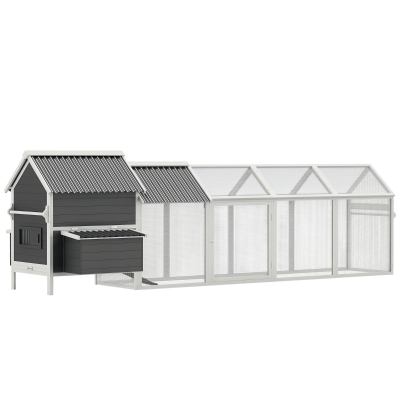 PawHut 162" Large Chicken Coop for 6-8 Chickens, Gray