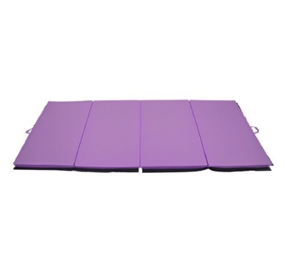 Soozier 4'x8'x2" Folding Gymnastics Tumbling Mat, Exercise Mat with Carrying Handles for Yoga, MMA, Martial Arts, Stretching, Core Workouts, Purple