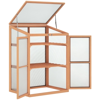 Outsunny Wooden Cold Frame Greenhouse, 30" L x 24" W, Natural