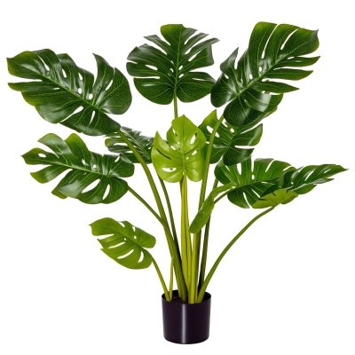 HOMCOM 3.5ft Artificial Monstera Tree, Faux Plant for Décor