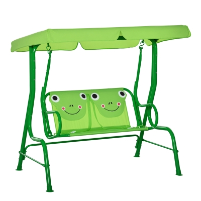 Outsunny Kids Swing Chair with Canopy, Green, Ages 3-6