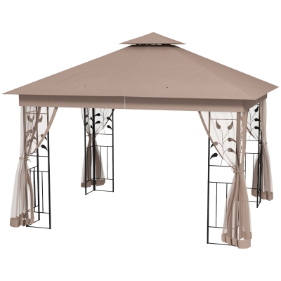 Patio Canopy Gazebo 11.6' L x 9.8' W x 9.4' H Brown