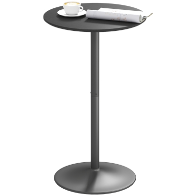 HOMCOM Round Table for 2, 40.2 Inch Bar Height Pub Table with Steel Frame, Non-Slip Base for Living Room, Kitchen, Black