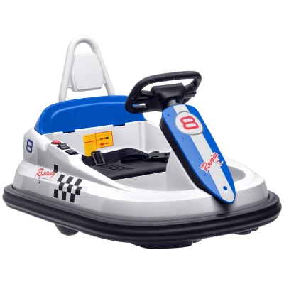 Aosom Bumper Car for Kids, 360° Rotation 6V Electric Ride On Bumper, White(m-1)