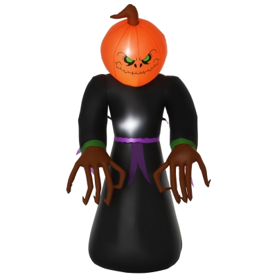 HOMCOM 7ft Inflatable Halloween Decoration Pumpkin Reaper, Blow-Up Outdoor LED Yard Display with Lights for Garden, Party, Holiday