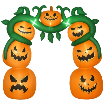 HOMCOM 10FT Halloween Inflatable Pumpkin Archway, Outdoor LED Decor