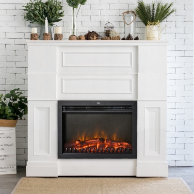 HOMCOM 24" Electric Fireplace Insert, Remote Control, Black