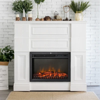 HOMCOM 24" Electric Fireplace Insert, Remote Control, Black