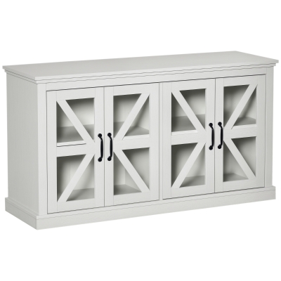 HOMCOM White Sideboard Buffet Cabinet with Glass Doors & Shelf